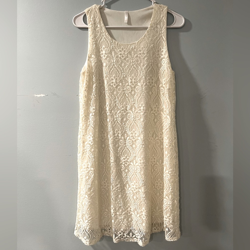 PinkBlush Maternity Cream Lace Sleeveless Dress